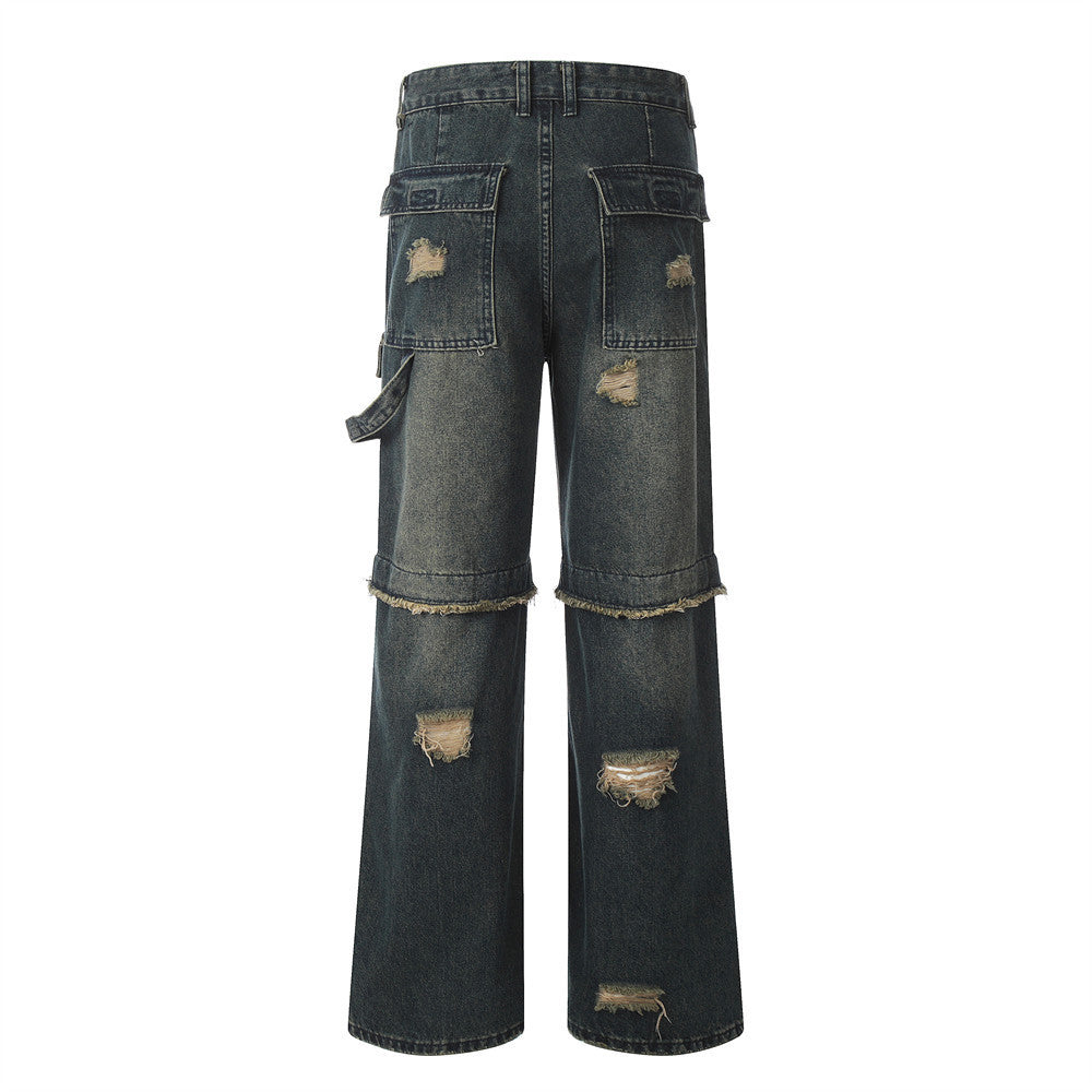 Fashion Ripped Cool Cargo Jeans Men