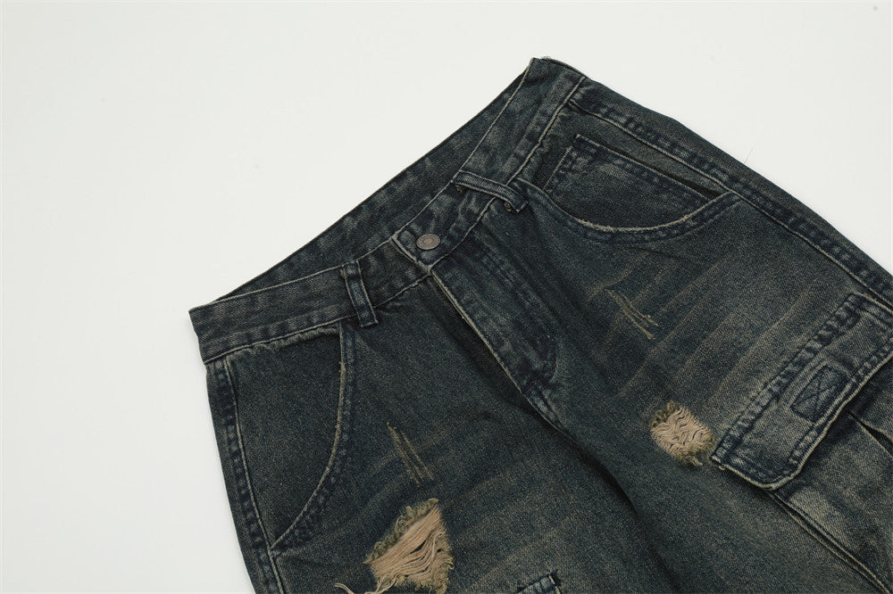 Fashion Ripped Cool Cargo Jeans Men