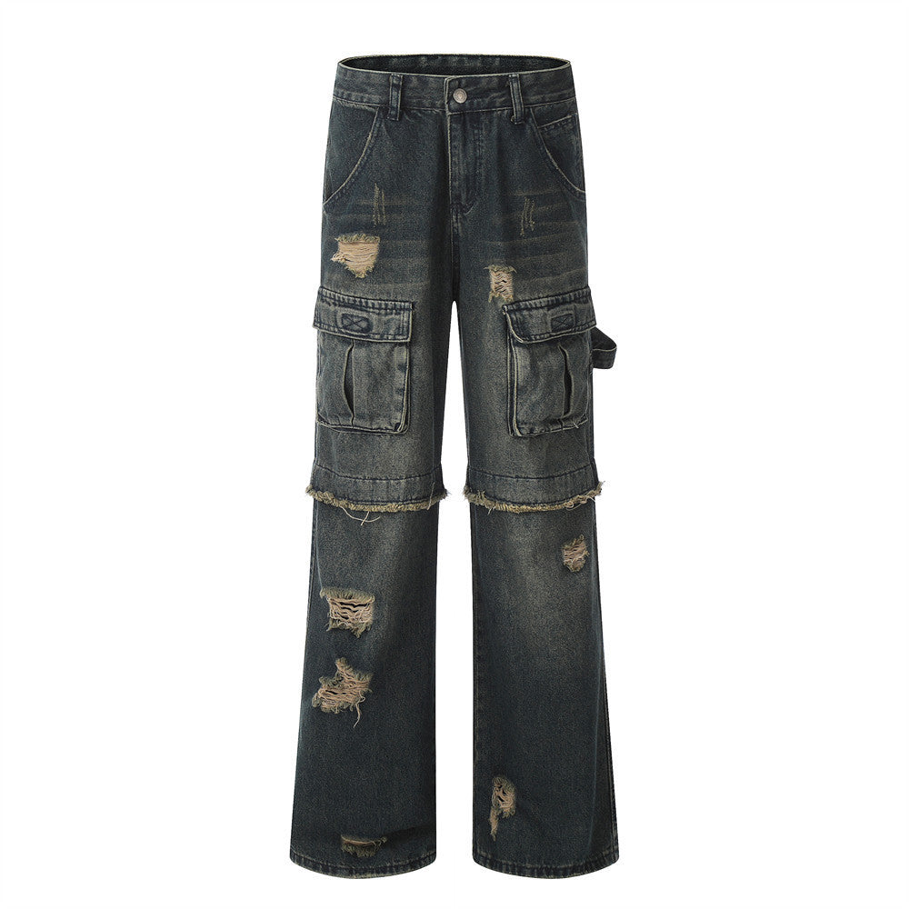 Fashion Ripped Cool Cargo Jeans Men