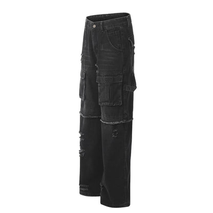Fashion Ripped Cool Cargo Jeans Men