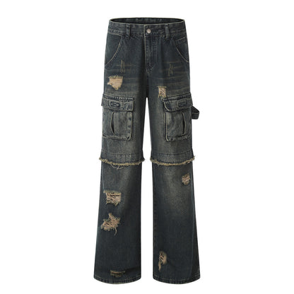 Fashion Ripped Cool Cargo Jeans Men